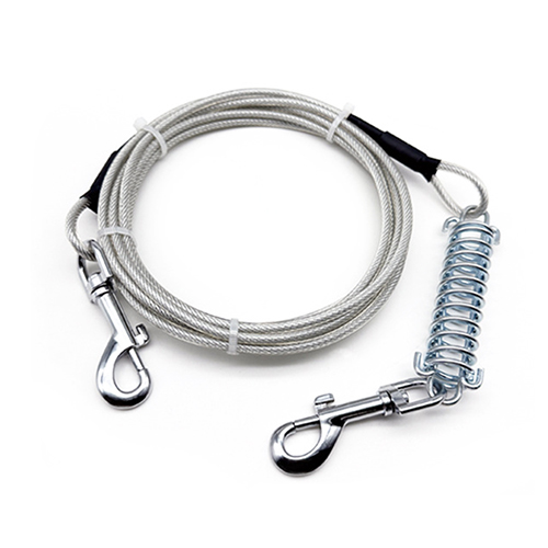 Durable Pet Tie Out Cable Double Spring Hooks Steel Wire Dog Leash