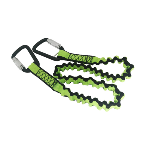 Safety Bungee Nylon Double Carabiners Tool Lanyard Black Adjustable Anti-dropping Leash