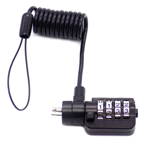 Security Lock Black Plastic Coated Retractable Spring Coiled Steel Rope Cable