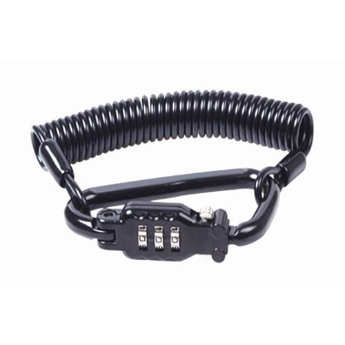 Black Motorcycle Helmet Security Elastic Spiral Cable Lanyard Combination Lock 