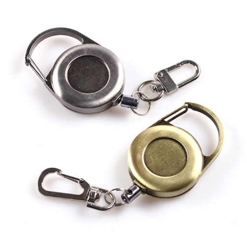 Heavy Duty Antique Matte Surface Classic Metal Retractable ID Badge Reel Promotional Key Holder