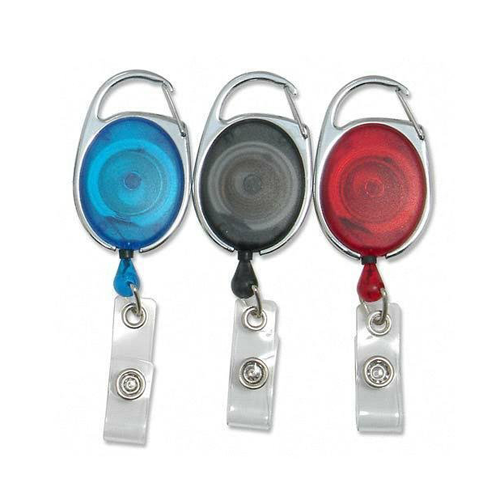 Transparent Carabiner Badge Reel Holder With Vinyl Strap Safety Promotional Retractor