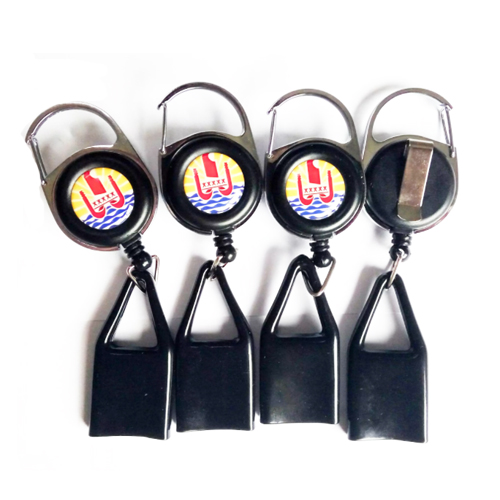 Heavy Duty Retractable Carabiner Badge Pull Reel With Cigarette Lighter Holder