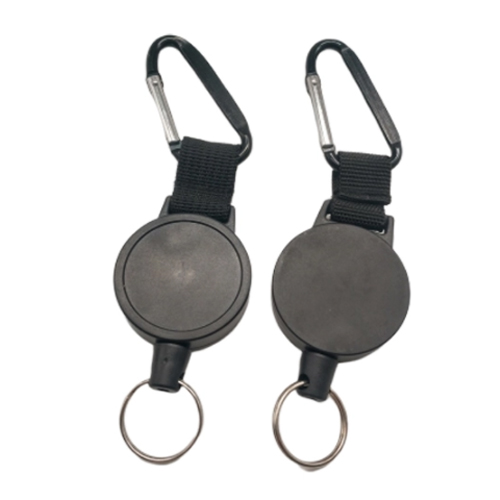Plastic Black Color Carabiner Retractable Badge Reel Pull Holder With Split Ring