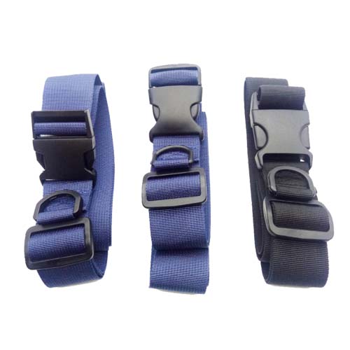 Travel Security Belt Black Blue Luggage Adjustable Nylon Luggage Strap With Plastic Safety Buckle