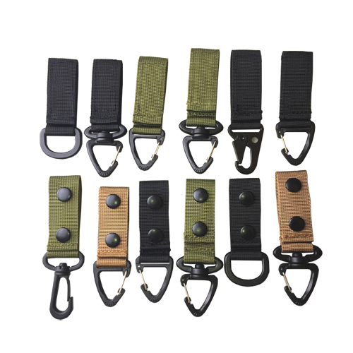 Outdoor Nylon Webbing Belt Hook Backpack Hanging Swivel Hook Tactical Army Strap Key Holders