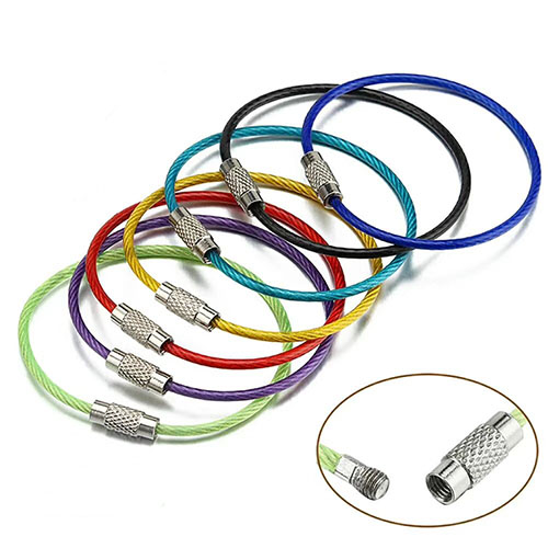 Colorful 150mm long Stainless Steel Wire Loop / Ring For Key / Luaggage Tag