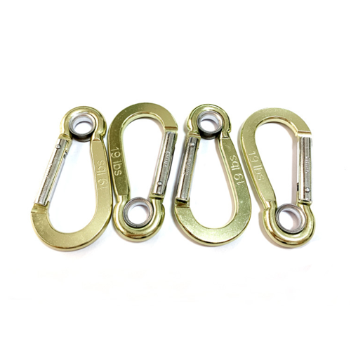 Aluminum 8# Flat Outdoor Lifesaving Flat Carabiner 19LBS Key Chain Snap Hook With Ring