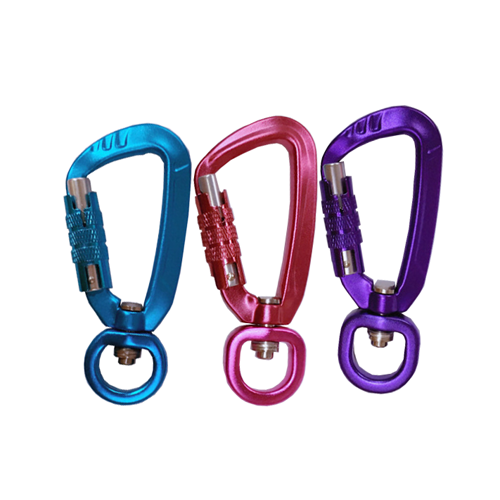 Custom-colored Heavy Duty Self Locking Aviation Aluminum Swivel Carabiner Outdoor Sports Climbing Hook