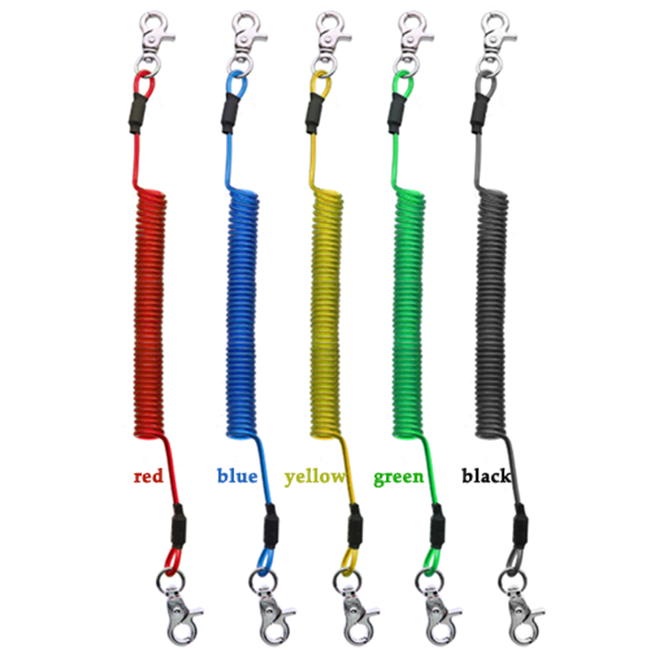 5colors Anti-lost Steel Tool Safety Spring Lanyard Quick Release Lobster Clips
