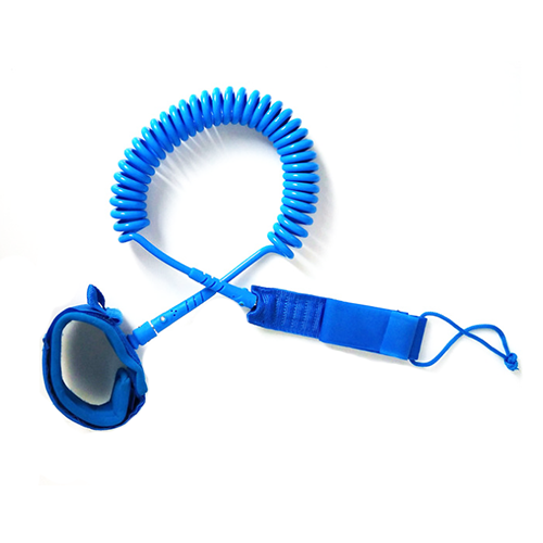 Surfing Coil Leash 7ft Length Blue Color Fixed on the SUP Paddle for Safety