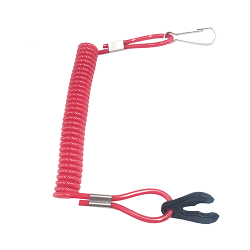 White Nylon Core PU Coated Red Spring Coiled Safety Jetski Lanyard for Motor Engine