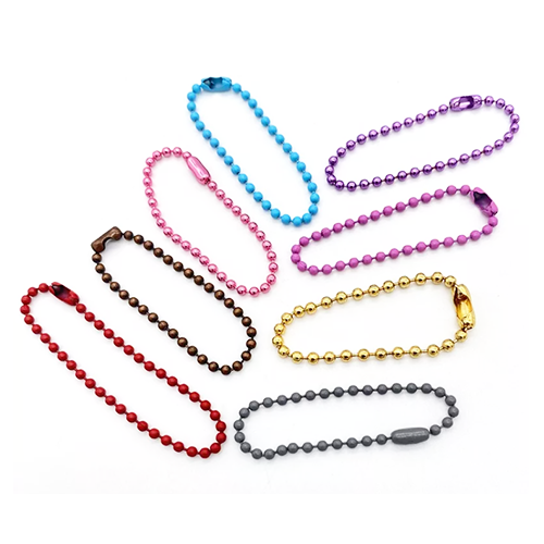 Colorful Iron Bead Ball Chains With Connector Customized Length For Jewelry Accessories