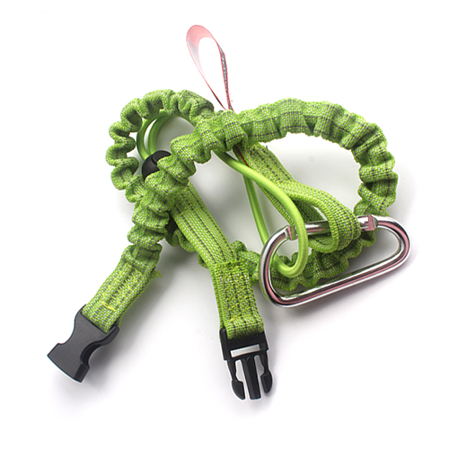 Detachable Safety Carabiner Elastic Cord Tool Lanyard 22LBS Green Color